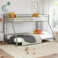 thumbnail image 3 of Mainstays Small Space Junior Twin over Full Low Profile Metal Bunk Bed, Silver, 3 of 13