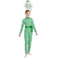 thumbnail image 2 of iiniim Girls Christmas Candy Cane Performance Kids Striped Jumpsuit Dance Skating Leotard with Hat Green 12, 2 of 7