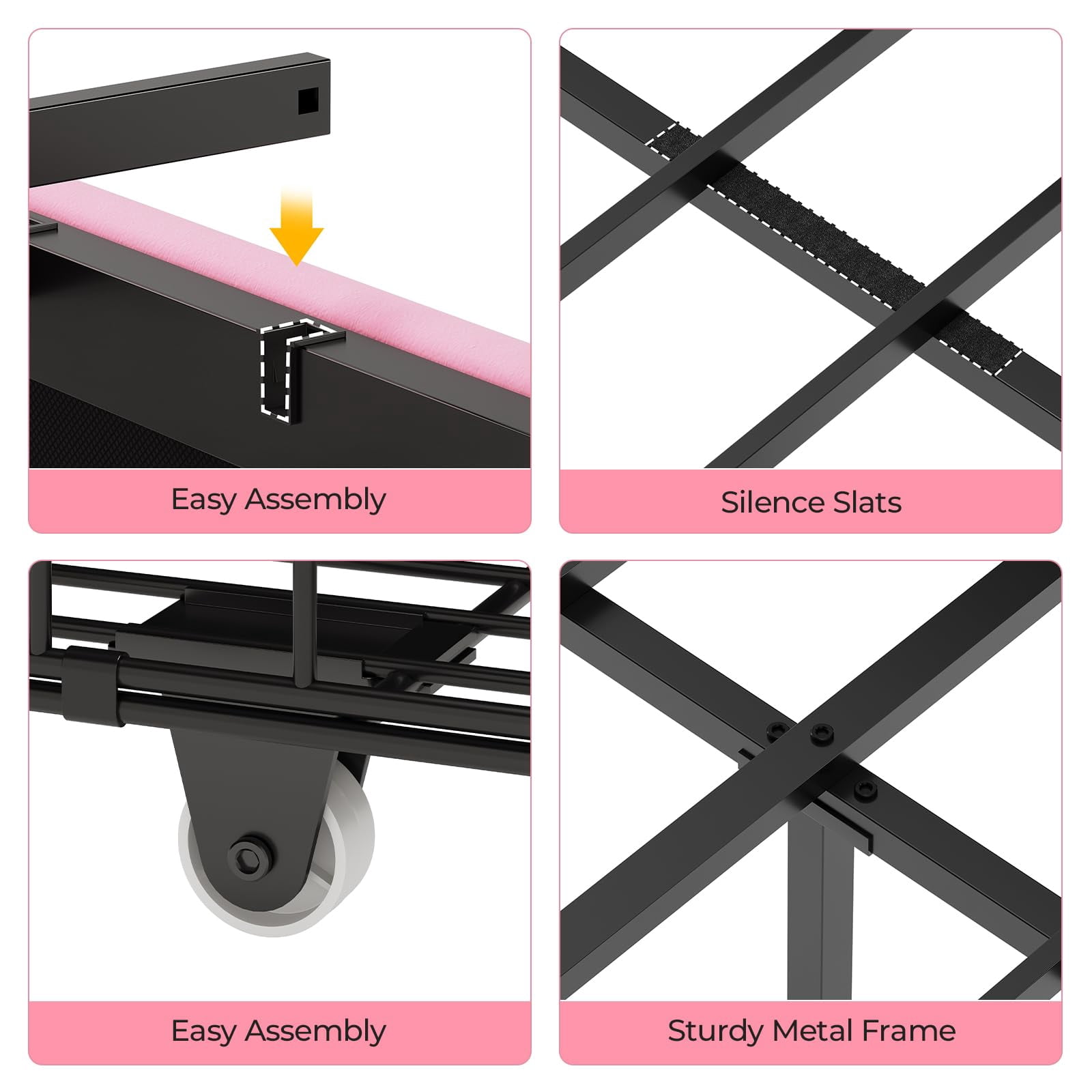 Afuhokles Velvet Upholstered Full Size Bed Frame with 4 Drawers and Hidden Storage Headboard, LED Lights and Charging Station,Pink