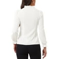 thumbnail image 3 of INSPIRE CHIC Women's Elegant Long Sleeve Blouse Ruffle Tie Neck Business Work Top S White, 3 of 6
