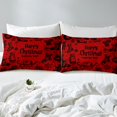 thumbnail image 3 of YST Ensemble de Literie de Noël pour Enfants 3 Pcs Flocon de Neige Bonhomme de Neige Drap-Housse pour Garçons Filles Cadeaux de Noël pour Femmes Draps de Lit de Noël Rouges Taille Complète avec 2 Taies d'Oreiller, Rouge (Complet), 3 of 4