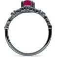 thumbnail image 6 of Art Deco Marquise Filigree Engagement Ring Ruby Cubic Zirconia Black Tone 925 Sterling Silver, Size 8, 6 of 7