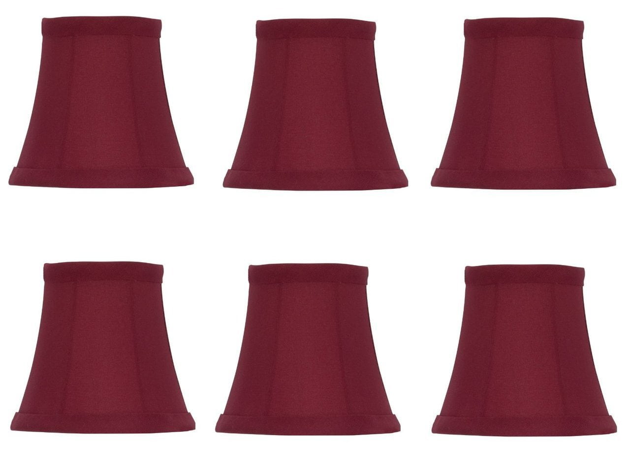 Burgundy Silk Empire Clip-On Chandelier Lamp Shades Set of 6