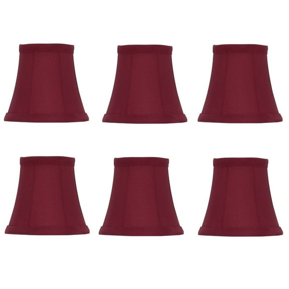 Red Silk 5 Inch Empire Clip on Chandelier Lamp Shade (Set of 6)