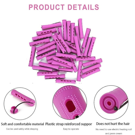 Scheam 40 pcs(Purple,0.75 inch) Perm Rods for Natural Hair, Cold Wave Rods Hair Rollers for Women, Hair Roller Curler Perm Rods for Long Medium Hair, Plastic Cold Wave Rods, Hairdressing Styling
