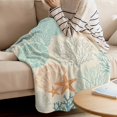 thumbnail image 4 of Throw Blanket for Couch Teal Orange Starfish Shell Soft Fleece Flannel Blankets Cozy Lightweight Blanket for Home Sofa Living Room Ocean Coral Bed Throws 40" x 50", 4 of 9