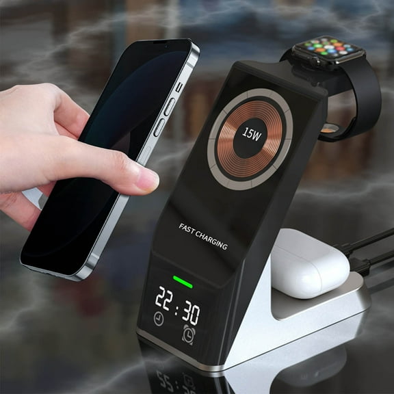 AZXY Wireless Charger,Charging Stations,Wireless Charging Station,Charging Stations for Multiple Devices at Once,Desktop Magnetic Fast 3 in 1 Charger Compatible for Watch Phone Apple Android