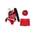 thumbnail image 3 of iefiel Costume de Gymnastique pour Filles Manches Longues Col Rond Justaucorps avec Shorts et Couvre-Chef Rouge 10, 3 of 5
