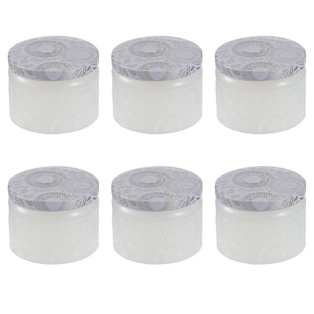 6pcs Embossed Glass Candle Container Kits Round Candle Making Mason