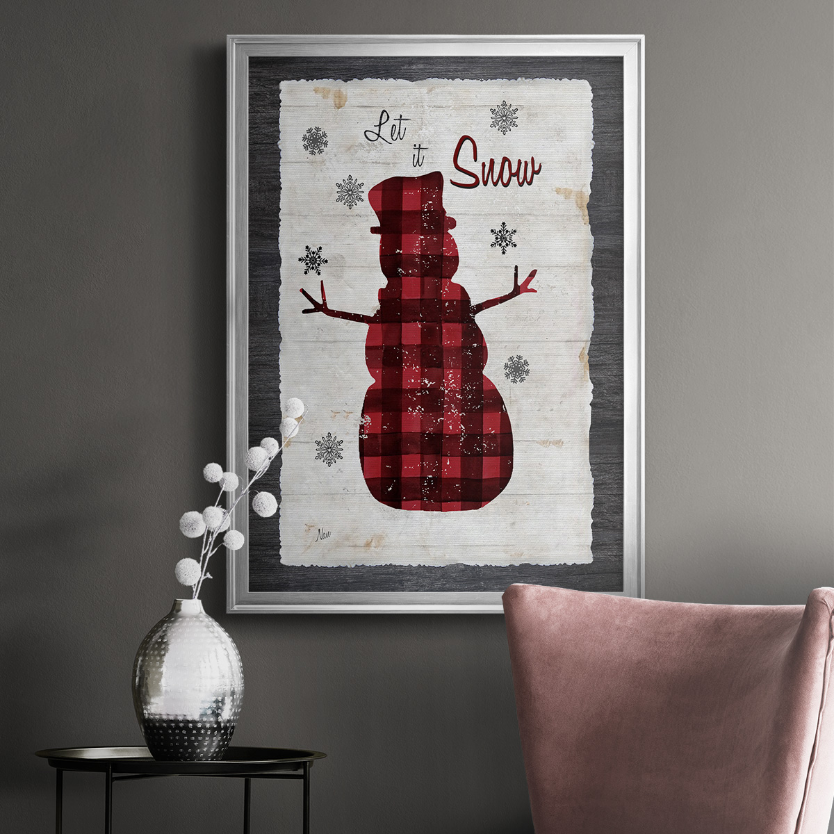 Checkered Snowman I Premium Framed Print - Ready to Hang