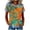 Green#4, variant on Women's Plus Size Floral Print Waffle Knit Short Sleeve Blouse Denim Trim Casual Blouse Blended Fabric Breathable Soft Daily Wear (Sizes S - 3XL)
