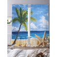 Beach Palm Sheer Curtains 108 inches Long, Tree Summer Ocean Blue Sky ...