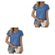 thumbnail image 3 of Qarigey Camiseta plisada de manga corta de verano con cuello en V de Color sólido, camisetas básicas, camisetas sueltas elásticas y fluidas, Type10 NO10, 3 of 6