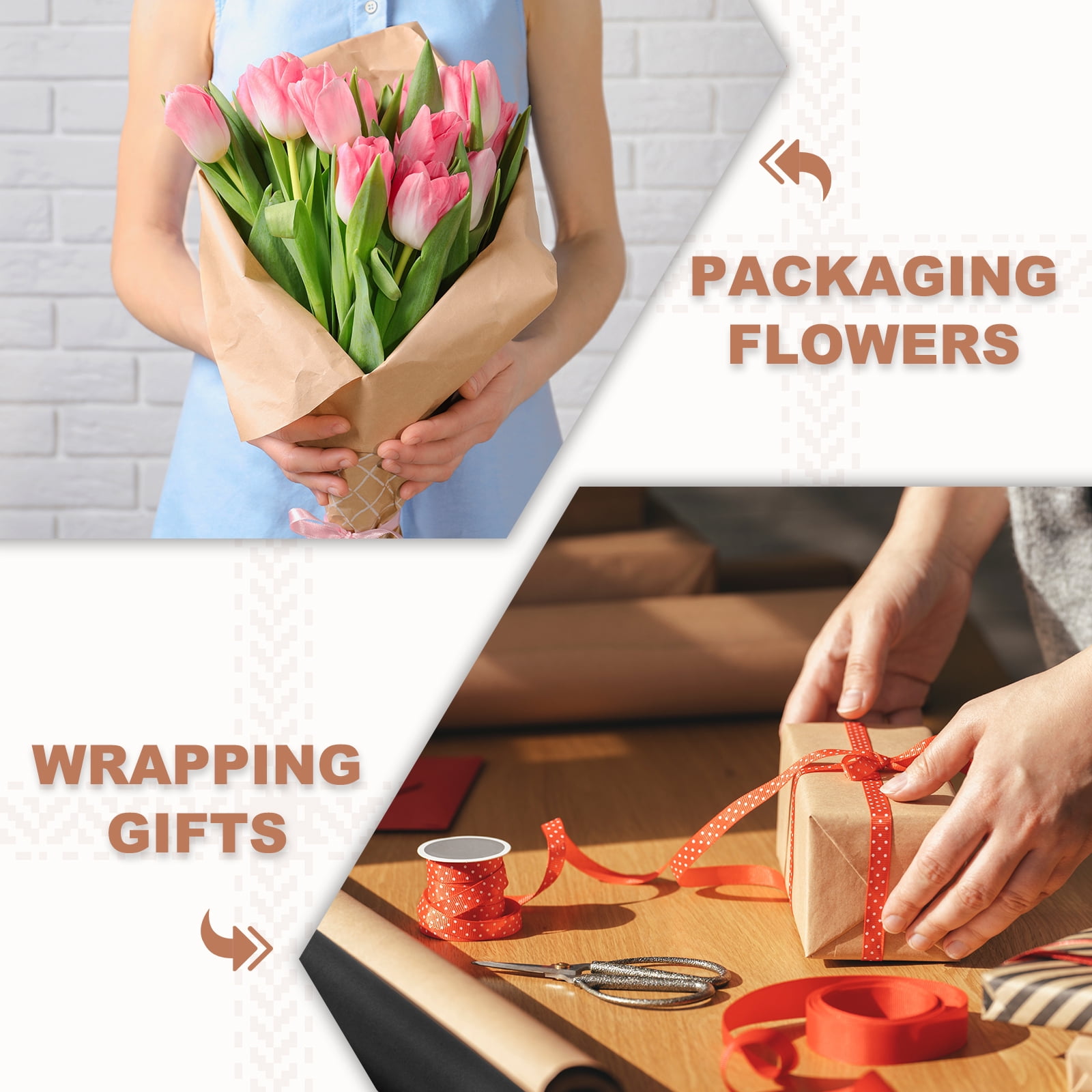 Uxcell Kraft Wrapping Paper, 15"x 1181"(98.42') Decorative Paper Kraft Craft Paper for Gift Wrapping Bouquet Flower Bulletin Board Art Painting Craft Packaging Shipping, White 738GSM