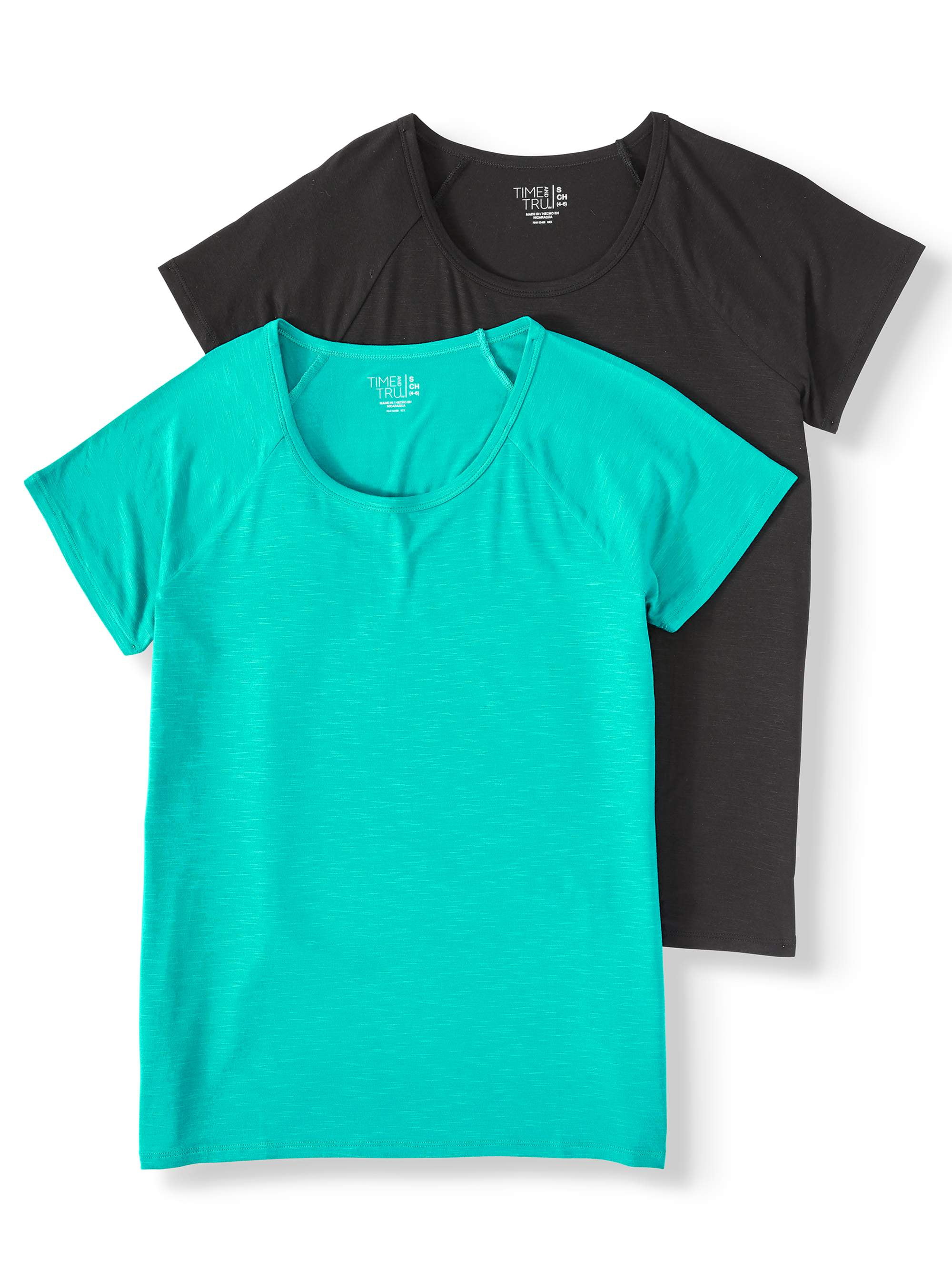 Time and Tru - Women's Short-Sleeve Raglan T-Shirt, 2-Pack Bundle ...