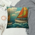 thumbnail image 2 of COMIO Throw Pillow Covers Sea Navy Kids Sailboat Run Dolphin Speed Boat Catamaran Competition Course Design Frigates Cushion Square Cases for Couch Home Decorations, 2 of 5