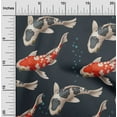 thumbnail image 1 of oneOone Polyester Lycra Dark Navy Blue Fabric Bubbles & Koi Fish Ocean Craft Projects Decor Fabric Printed By The Yard 56 Inch Wide, 1 of 4