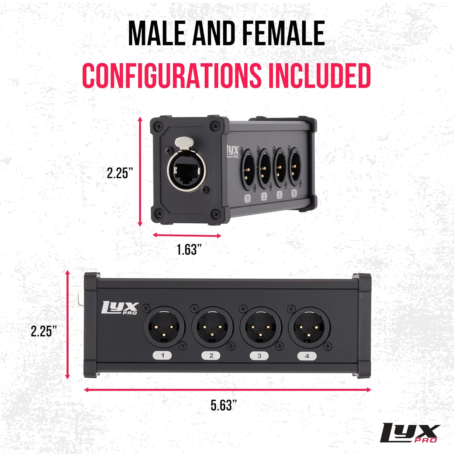 LyxPro 4‑Channel XLR to RJ45 Ethercon Male Breakout | Audio Interface Cable Snake