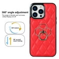 thumbnail image 2 of ELEHOLD for iPhone 14 Pro 6.1 inch 2022 Case, Luxury Rhomboid Quilted PU Leather Soft TPU Bumper 360 Degee Rotatable Metal Finger Ring Holder Kickstand Shockproof Case for iPhone 14 Pro, Red, 2 of 8