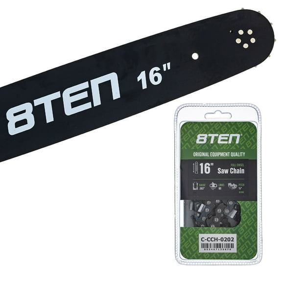 8TEN 16" Chainsaw Bar & 2 Chains .063 3/8 60DL Laminated for Stihl MK1010473