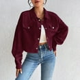 thumbnail image 5 of Corduroy Jacket Women, Yigetop Womens Cropped Corduroy Jacket Loose Button Down Long Sleeve Shacket Coat Jackets for Women Trendy Wine S, 5 of 9