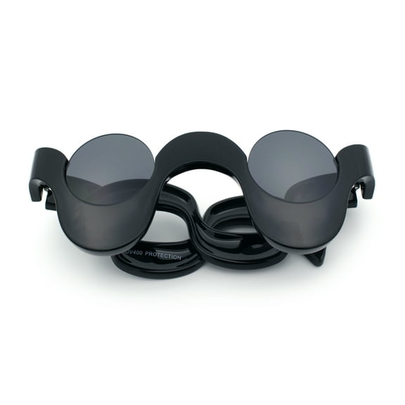 Rad Offbeat Thick Plastic Wave Shape Runway Fashion Sunglasses Black