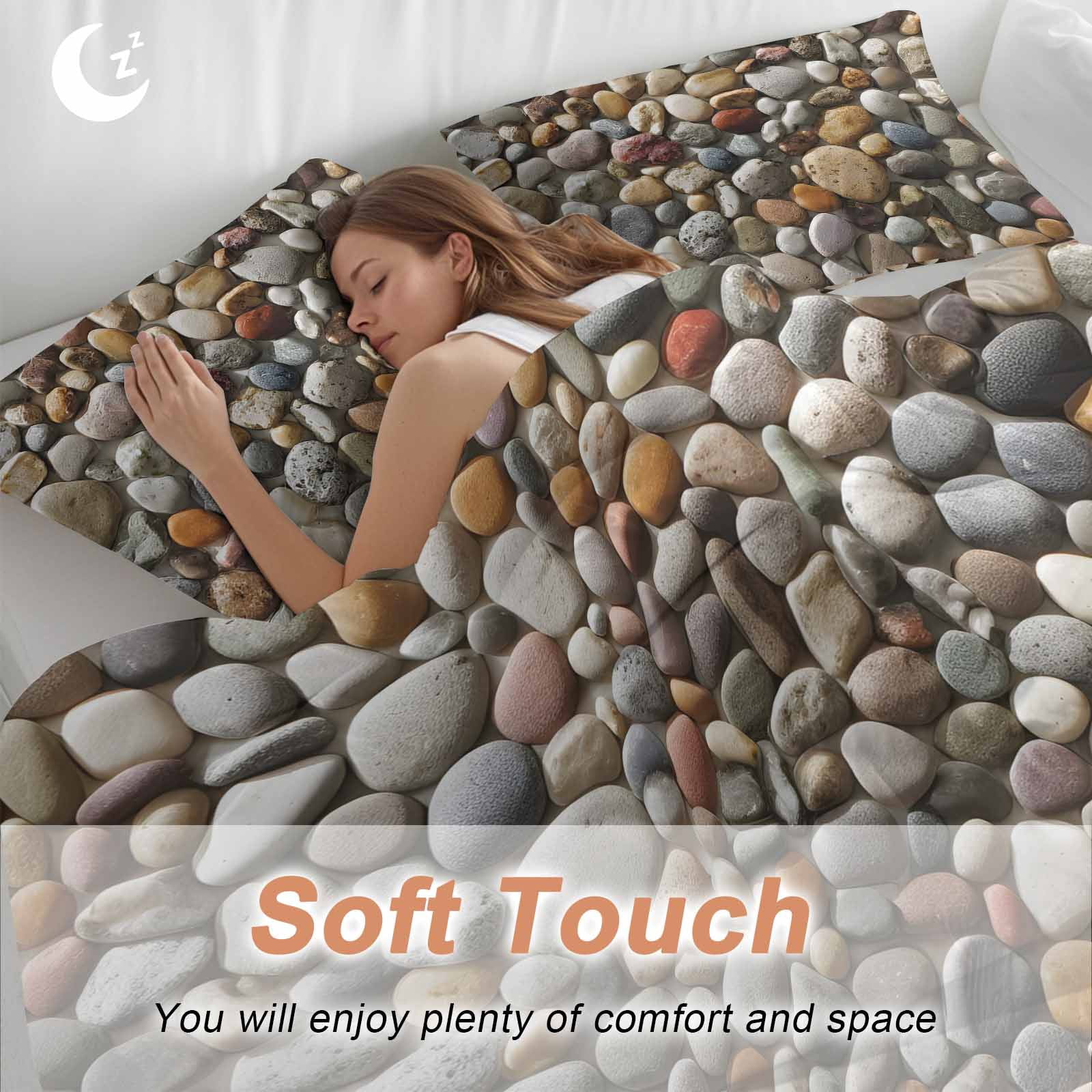 Colorful Stones Bedding 3 Piece Duvet Cover Set California King, Farmhouse Stones Modern Art Soft Microfiber Comforter Cover with Zipper Closure & Pillowcases, Wrinkle & FadeResistant Quilt Cover