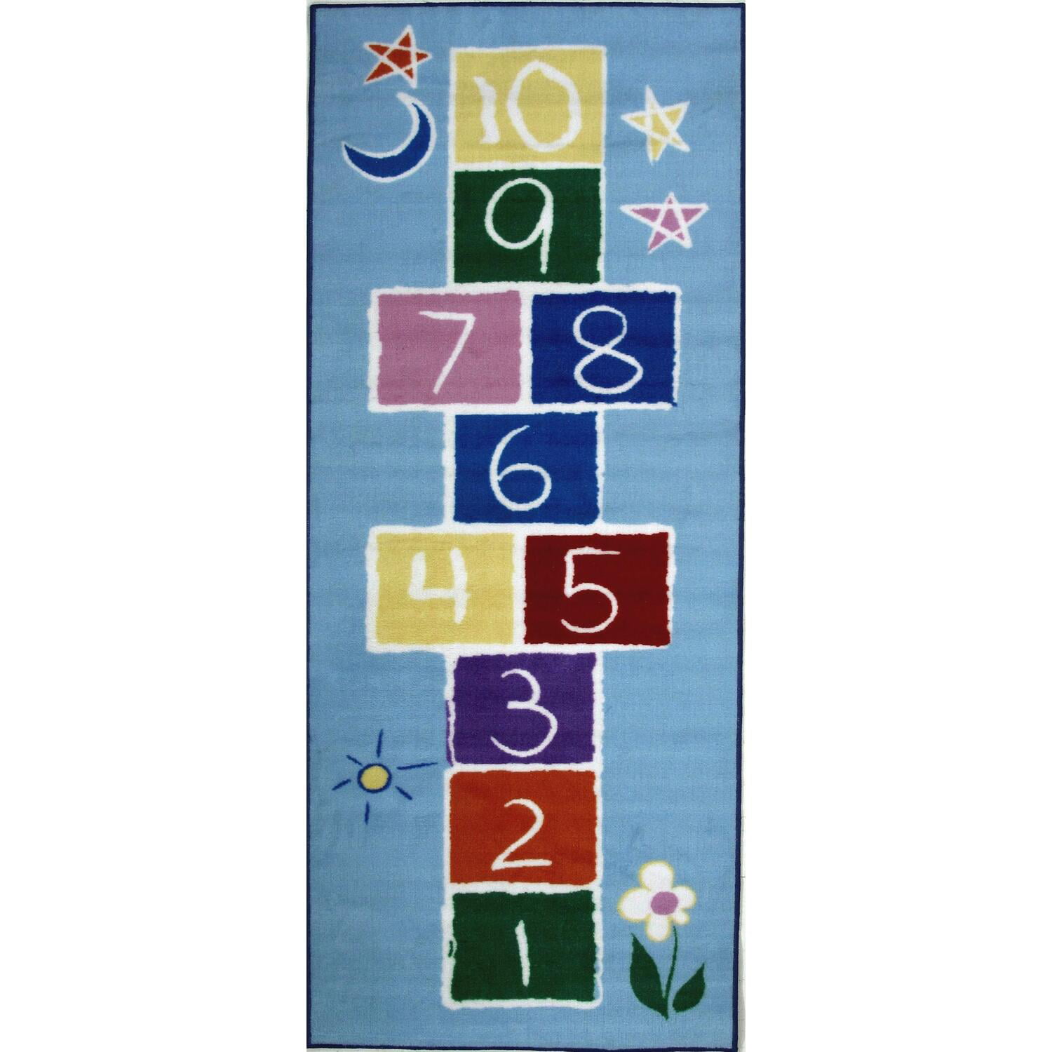 3x7 Educational Runner Rug  ABC Kids School Time  Numbers Train Play Hopscotch 
