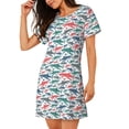 thumbnail image 2 of Pofeuu Colorful Shark Print Women's Loose Fit Short Sleeve Nightgown, Comfortable Sleep Dress for Women, Casual Lounge Sleepwear, Soft Cotton Sleep Dress, 2 of 6
