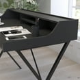 thumbnail image 4 of Merrick Lane Desk Contemporary Black Office Computer Writing Desk With Top Shelf and Center Storage Compartments, 4 of 12