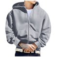 thumbnail image 4 of UOCUFY Men's Oversized Zip Up Hoodie Fleece Sweatshirts with Pockets | Cotton Blend Sweatshirts,Fall Clothes Outfits,Full Zip Up Hoodie,Long Sleeve Winter Jackets,Relaxed Fit Coat Light Gray,Size XL, 4 of 9