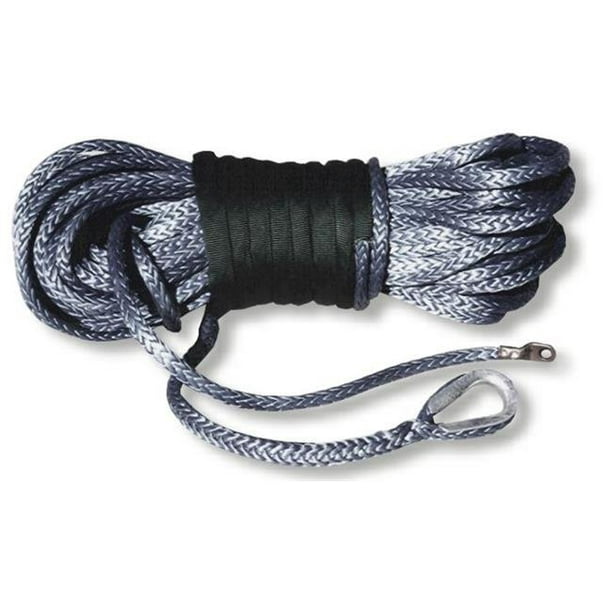 U.S. made AMSTEEL BLUE WINCH ROPE 1/4 inch x 50 ft Black (9 200 lb  strength) (4X4 VEHICLE RECOVERY)