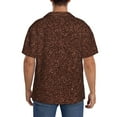 thumbnail image 3 of Naloa Dark Brown Glitter Men's Loose Fit Cuban Collar Short-Sleeve Shirt, Hawaiian Shirts, Mens Shirts Casual for Everyday Wear Outings-3X-Large, 3 of 5