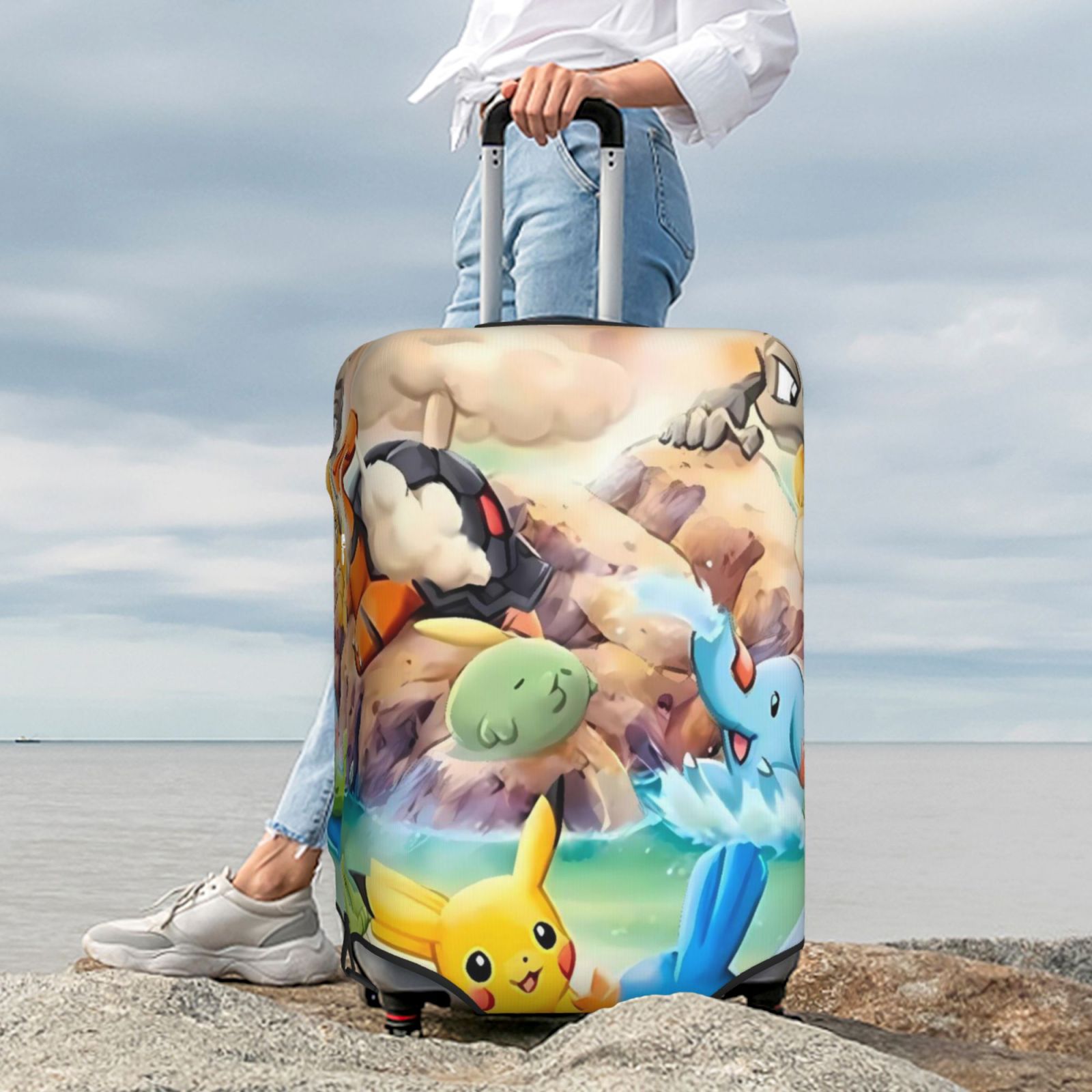 Zufioo Pokemon Print Luggage Case Protective Cover, Zippered Anti