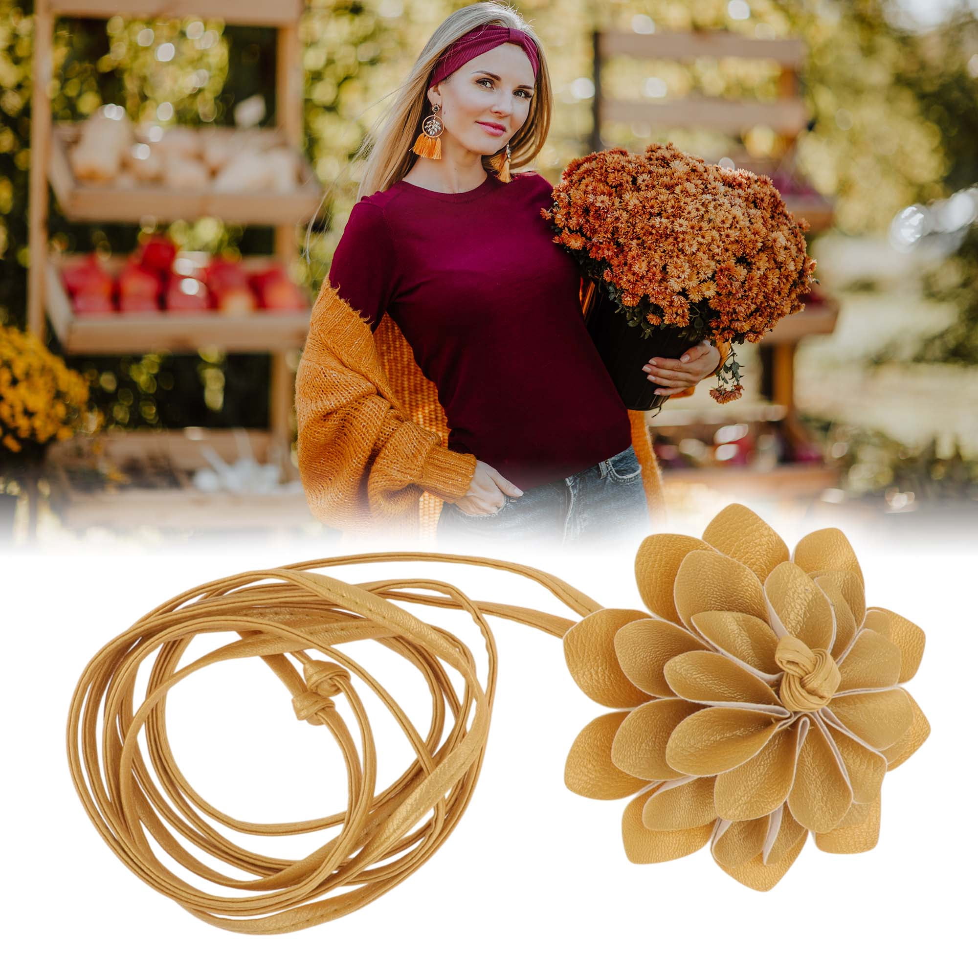 Unique Bargains Versatile Long Adjustable Waist Belt for Women Gold Tone