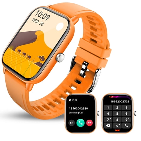 WalkerFit Smart Watch for Android and iPhone Bluetooth Calling Smartwatch IP68 Waterproof Fitness Tracker Orange Gift