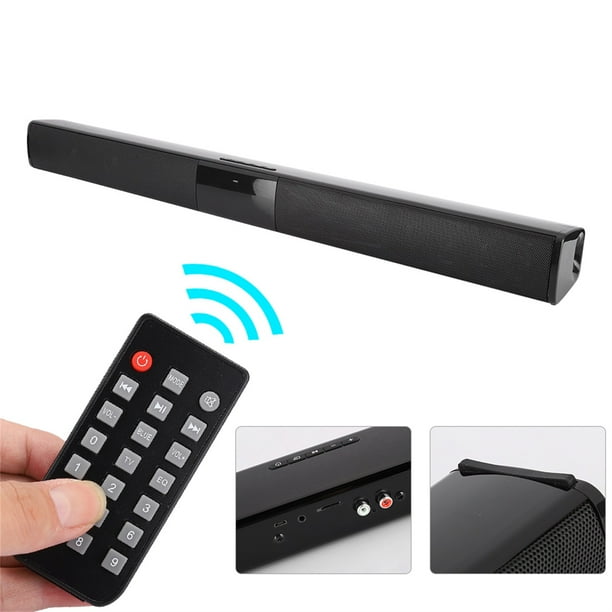 Barras de sonido pequeñas para TV, altavoz Bluetooth BS-28B, barra de sonido de tarjeta de memoria de tira estéreo de TV inalámbrica con control remoto para cine en casa