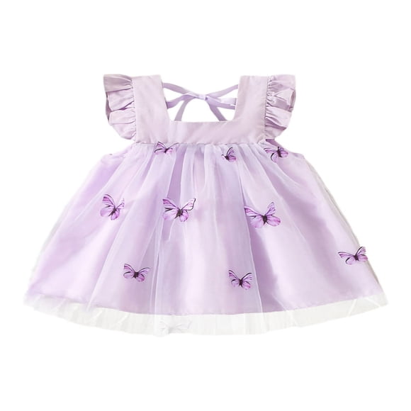 Robe en Tulle Sans Manches Plissée Papillon Tutu Princesse pour Bébé Fille
