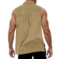 thumbnail image 5 of Tqyyweavej Mens Linen Hawaiian Shirts Btton Down Sleeveless Lounge T-Shirts Vintage Lapel Collar Solid Color Tank Tops Size S to 2XL, 5 of 7