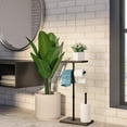 thumbnail image 7 of Freestanding Tissue Paper Holder Industrial Toilet Paper Stand with Wood Shelf, 7 of 7