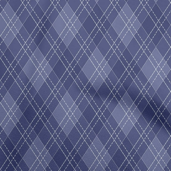 oneOone Polyester Spandex Dark Blue Fabric Check Fabric For Sewing Printed Craft Fabric By The Yard 56 Inch Wide