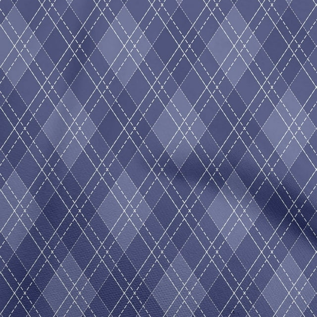 oneOone Cotton Poplin Dark Blue Fabric Check Dress Material Fabric Print Fabric By The Yard 56 Inch Wide