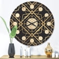 thumbnail image 2 of Designart 'Black and Gold Art Deco Pattern' Mid-Century Modern Wood Wall Clock, 2 of 5