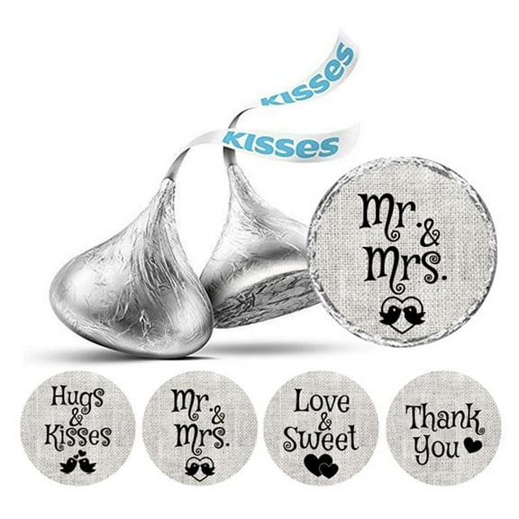 Darling Souvenir Wedding Theme Stickers chocolate Candy Labels 190 Pcs Party Favor-Gray