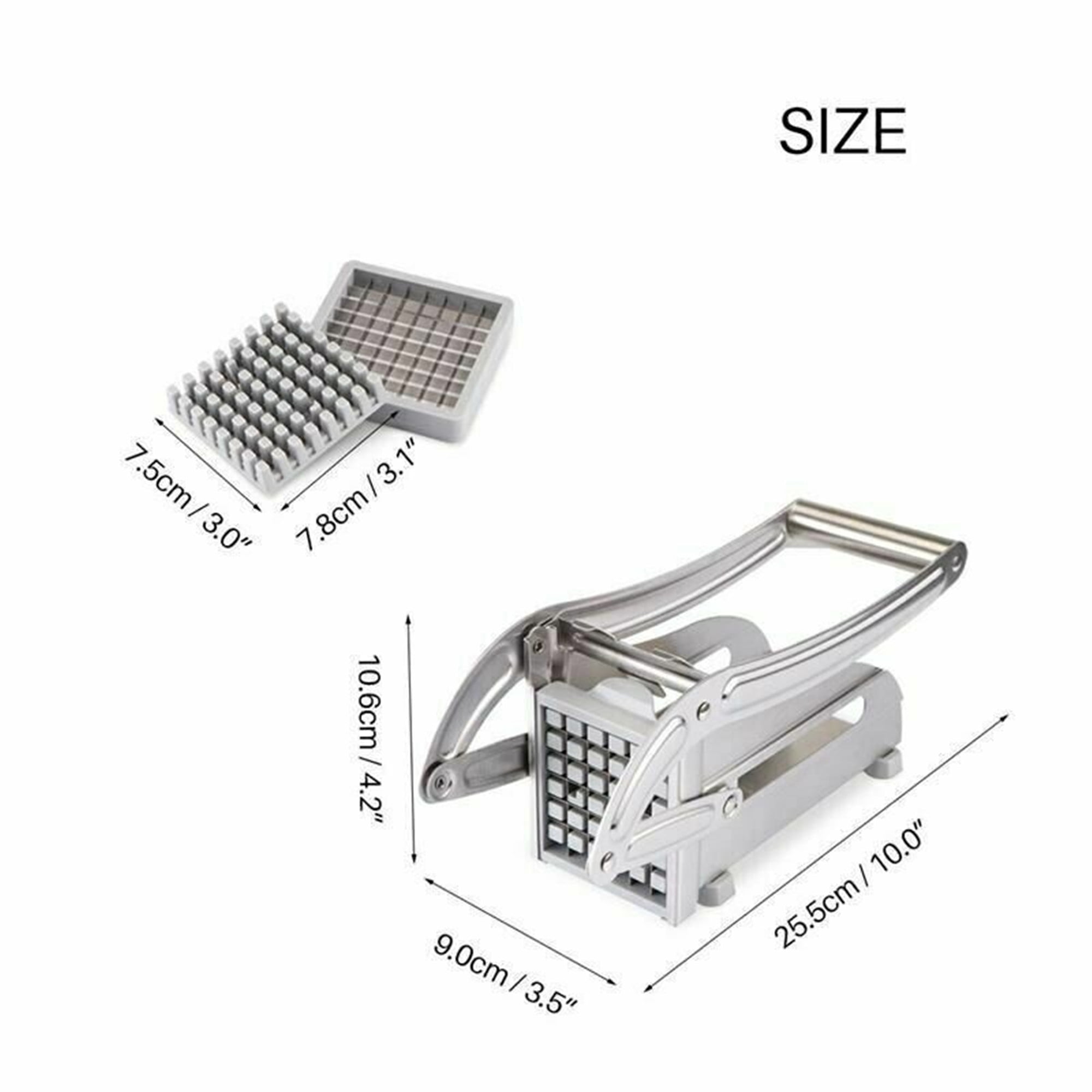 French Fry Cutter with 2 Blades, Professional Potato Cutter Stainless  Steel, Potato Slicer French Fries, Press French Fries Cutter for Potato  Cucumber Carrot Onion Vegetables(Black)、 : : Kitchen
