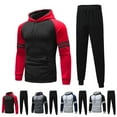 thumbnail image 6 of Men's Patchwork Active Tracksuits Long Sleeve Hooded Sports Jogging Suits Sets Athletic Running 2 Piece Sweatsuits Pullover with Pockets Gray,XXL, 6 of 6