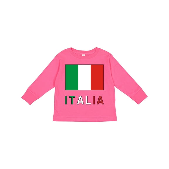 Inktastic Italy Flag & Italia Black Border Boys or Girls Long Sleeve Toddler T-Shirt