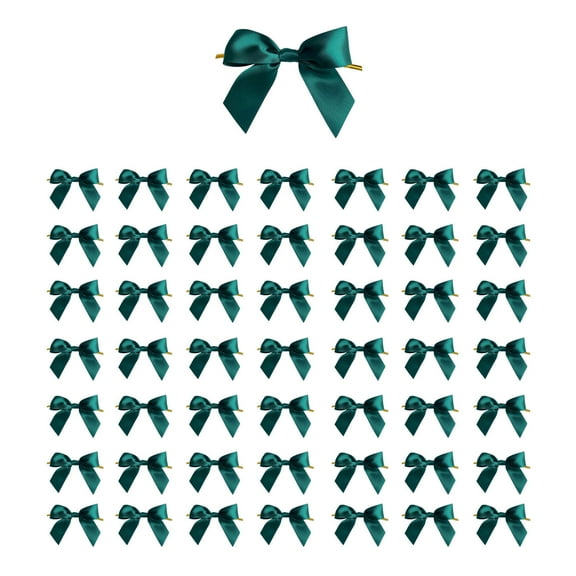 dajkiuy 50Pcs Twist Tie Bows for Treat Bags, 3" Satin Ribbon Bows for Package Craft Gift Wrapping Decoration