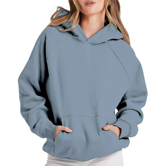 ZSQDM Gap Hoodie Women Women Solid Basic Letter Loose Hoodie Sweatshirt Long Sleeve Pocket Drop Shoulder Pullovers Top Sweaters for Teens Women Blending Sweatshirt （S）