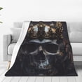 thumbnail image 4 of Salouo Royal Skull With Golden Crown Print Bed Blankets,Flannel Blanket Comfortable Air Conditioning Blanket Lightweight Blanket for Sofa Bed Travel & Couch -60"x50", 4 of 8